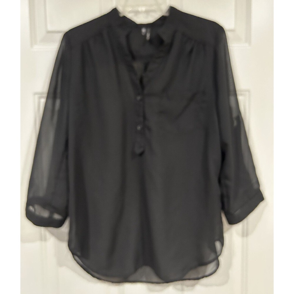 Maurice’s Sheer Blouse Long Sleeve Roll Tab Sz - Large